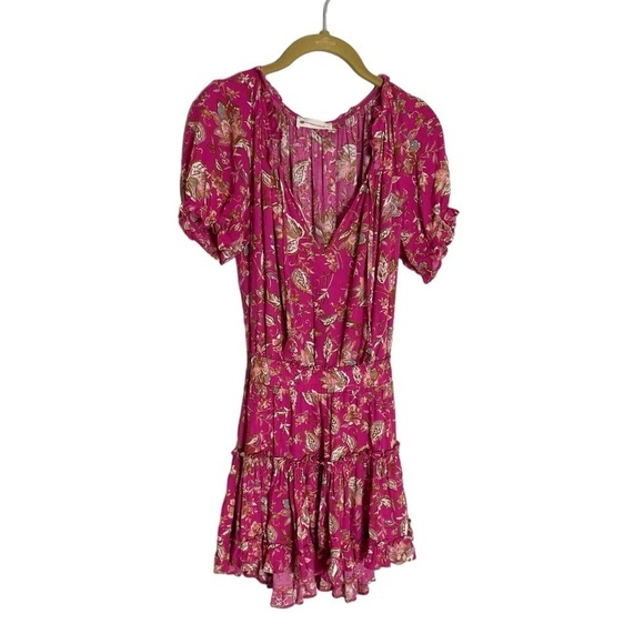 The Impeccable Pig Pink Elastic Waist Floral Dress Small - Picture 1 of 5